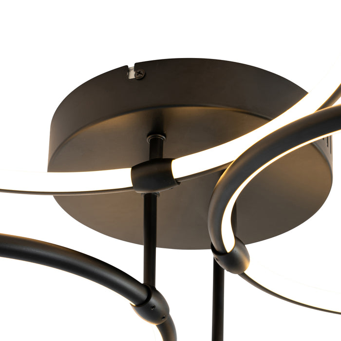 QAZQA Design plafondlamp zwart incl. LED 3-staps dimbaar 4-lichts -