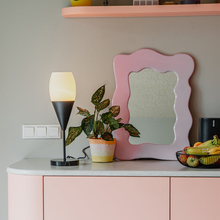 QAZQA Moderne tafellamp zwart met opaal glas - Drop