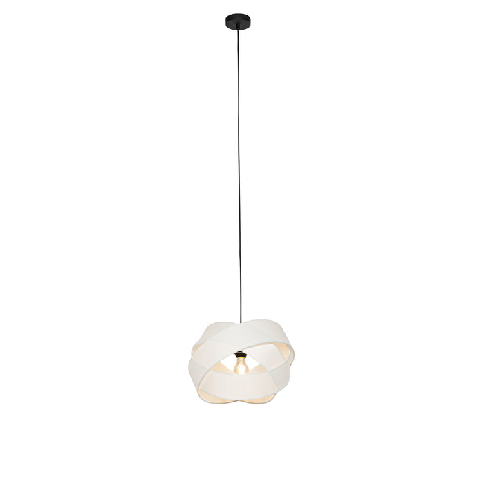 QAZQA Moderne hanglamp wit met zwart - Cloth