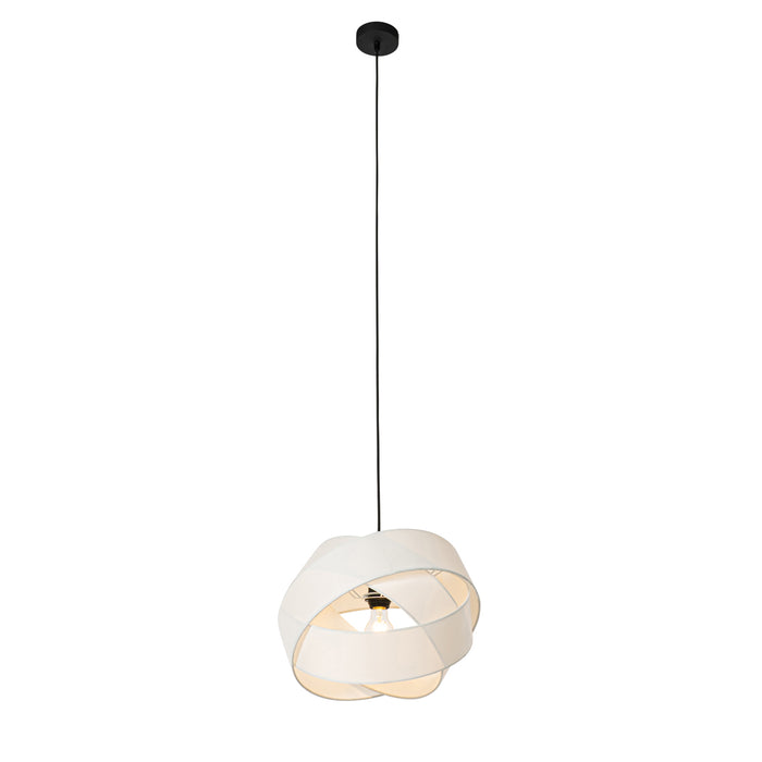 QAZQA Moderne hanglamp wit met zwart - Cloth