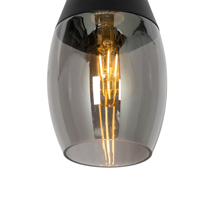 QAZQA Moderne hanglamp zwart met smoke glas - Drop