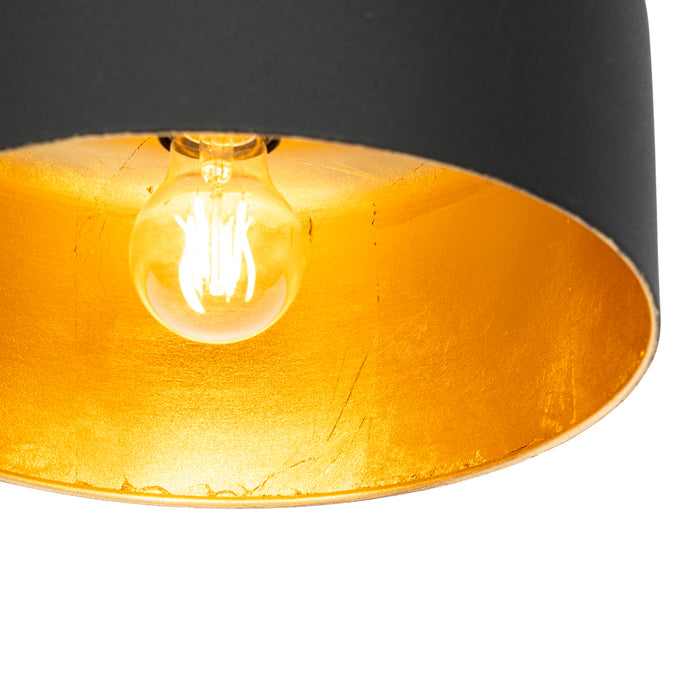 QAZQA Retro hanglamp zwart met gouden binnenkant - Jinte