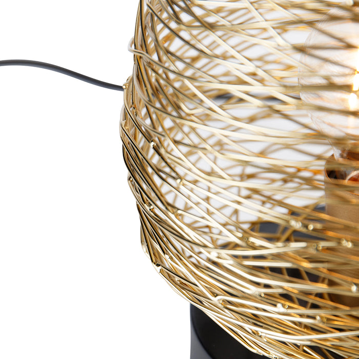 QAZQA Design tafellamp goud met zwart 20 cm - Sarella