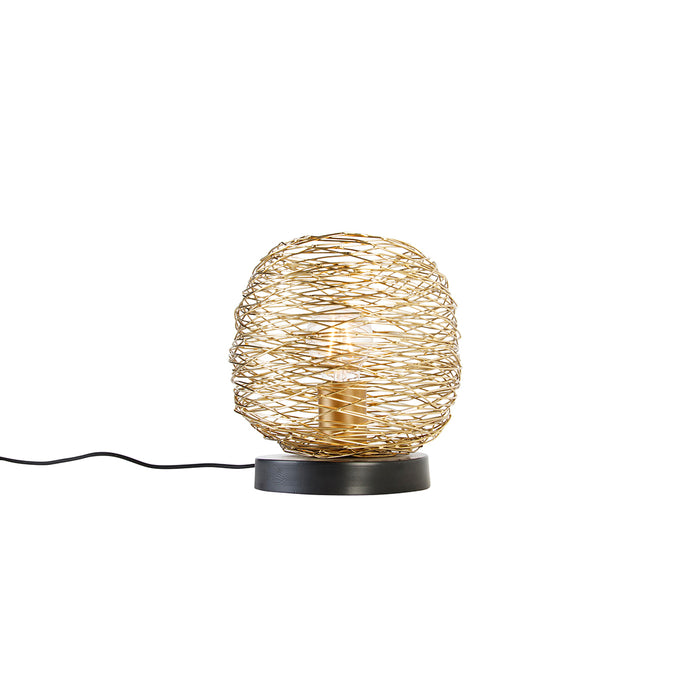 QAZQA Design tafellamp goud met zwart 20 cm - Sarella