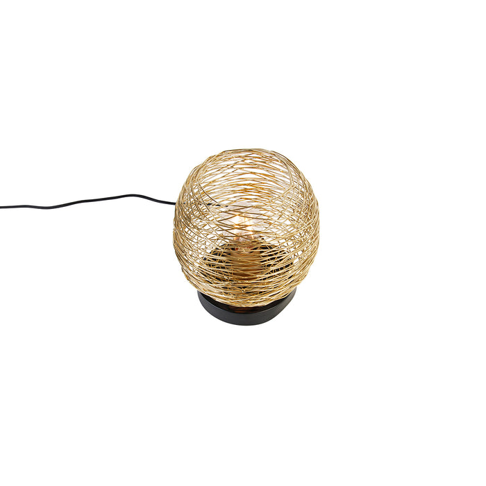 QAZQA Design tafellamp goud met zwart 20 cm - Sarella