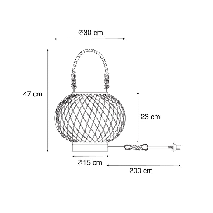 QAZQA Landelijke buiten tafellamp rotan - Calamus
