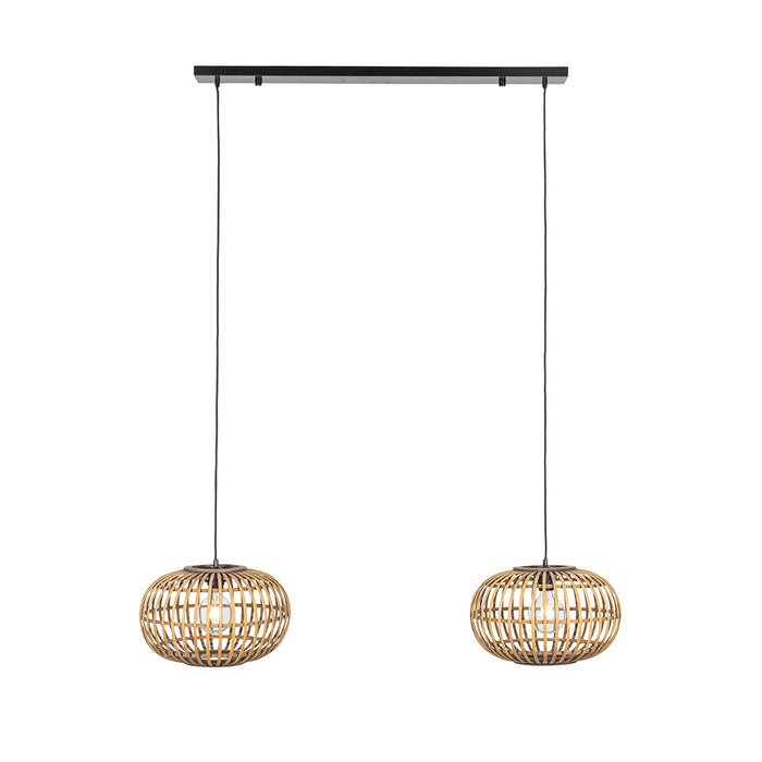 QAZQA Oosterse hanglamp bamboe 2-lichts - Amira