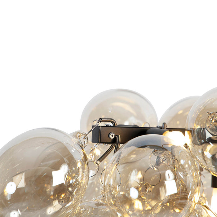 QAZQA Smart hanglamp zwart met amber glas incl. 8 Wifi G9 - Uvas