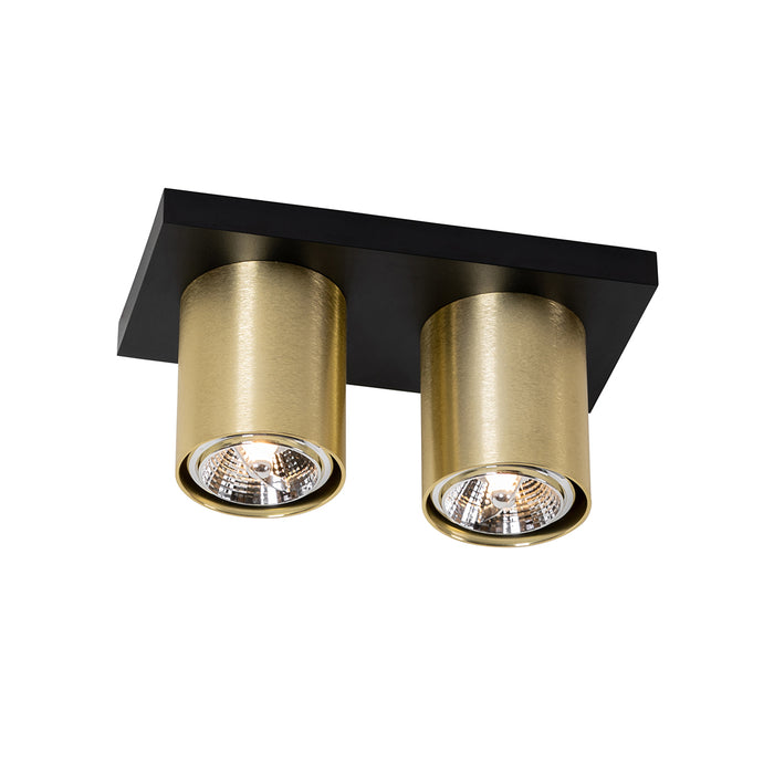 QAZQA Moderne plafondspot zwart met goud 2-lichts - Tubo