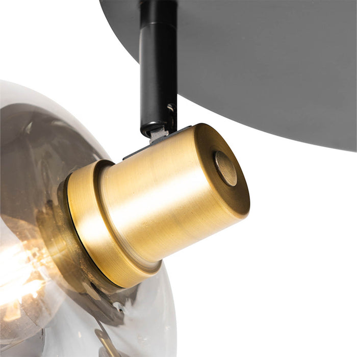 QAZQA Smart plafondspot zwart met goud met smoke glas incl. 3 Wifi