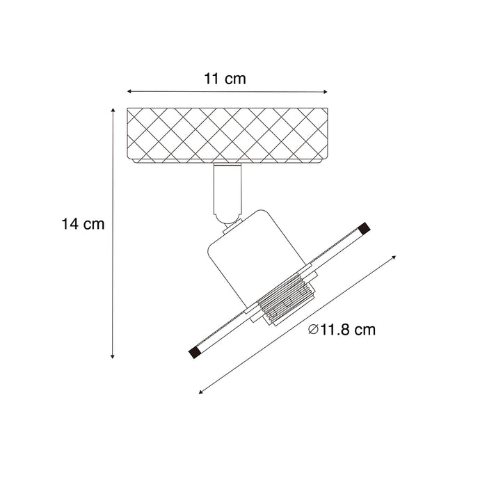 QAZQA Industriële plafondspot zwart met hout - Jasmijn