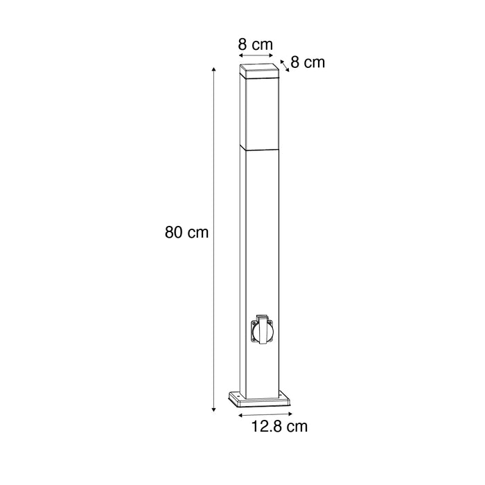 QAZQA Buitenlamp staal 80 cm met stopcontact IP44 - Malios