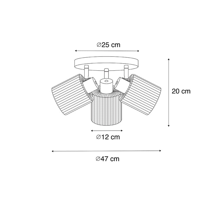QAZQA Plafondspot zwart met smoke glas rond 3-lichts verstelbaar -