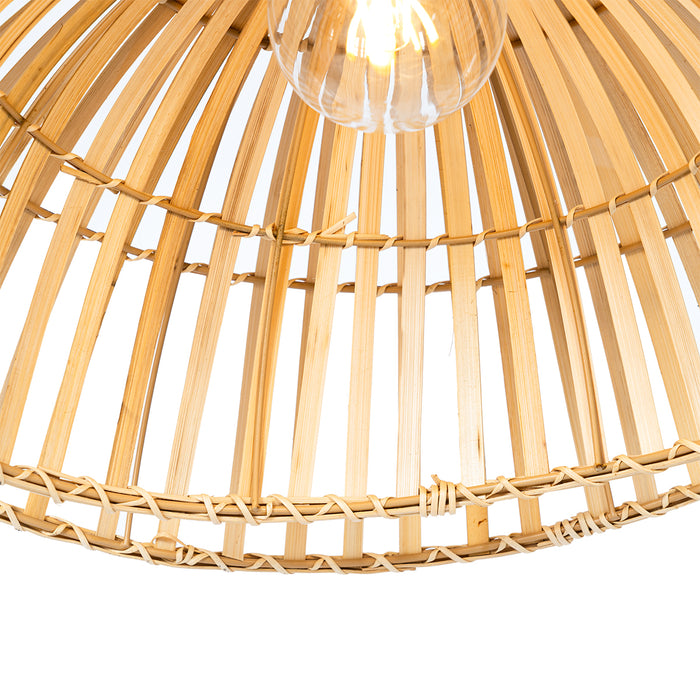 QAZQA Oosterse booglamp zwart met naturel bamboe - Pua