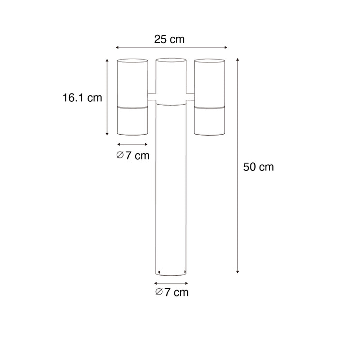 QAZQA Staande buitenlamp zwart 50 cm 2-lichts verstelbaar - Duo