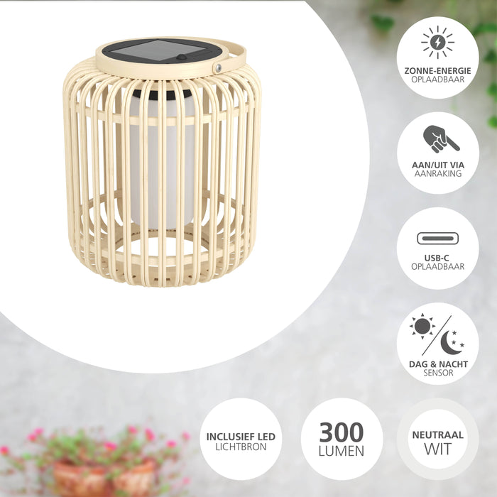 EGLO Marliano Solar Tafellamp - 24 cm - Bruin|Zwart|Wit