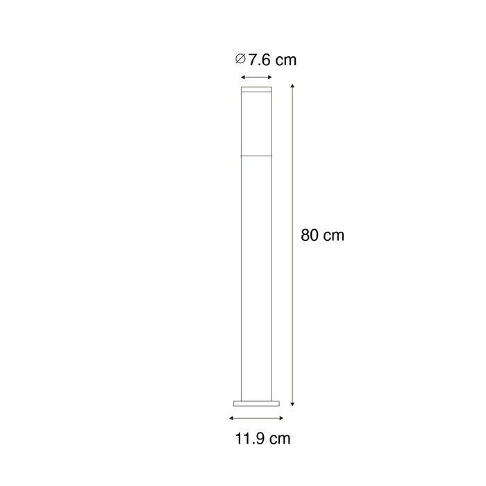 QAZQA Moderne buitenlamp paal zwart 80 cm IP44 - Rox