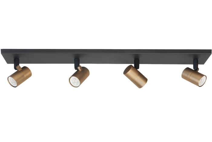 Highlight Spot Piccolo Zwart-Goud GU10 mini 35mm 4-Lichts Balk