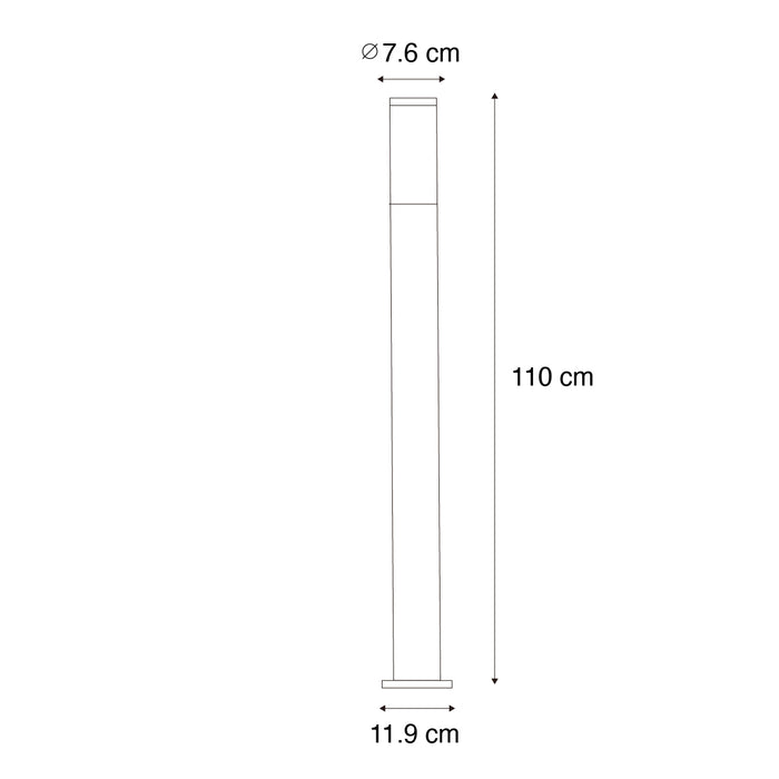 QAZQA Moderne buitenlamp paal donkergrijs met opaal 110 cm IP44 - Rox