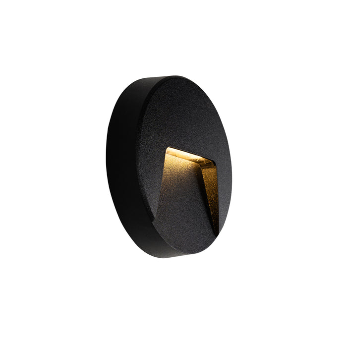 QAZQA Buiten wandlamp zwart rond incl. LED IP65 - Gem