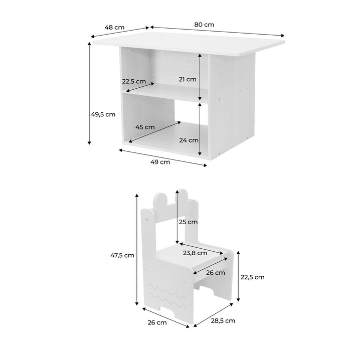 sweeek - Kindertafel + 2 stoelen, met planken