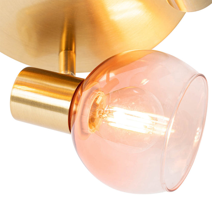 QAZQA Smart plafondspot goud met roze glas incl. 3 Wifi P45 - Vidro