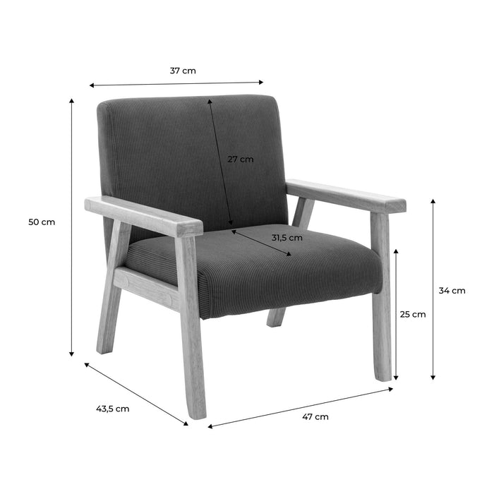 sweeek - Scandinavische kinderfauteuil in corduroy en rubberhout