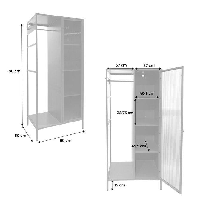 sweeek - Metalen kinderkledingkast, 3 legplanken
