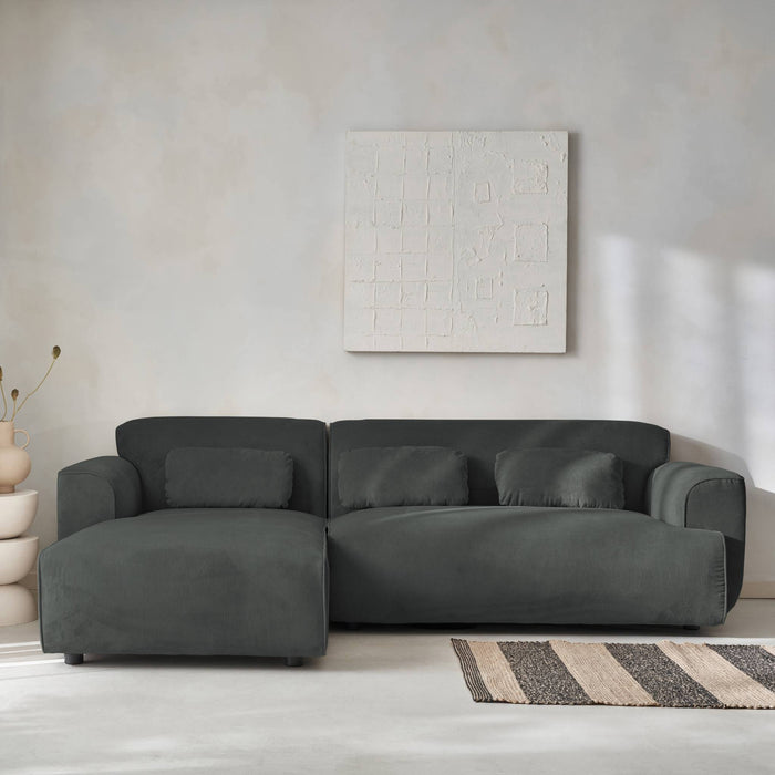 sweeek - 2 tot 3-zits corduroy hoekbank, linkerhoek