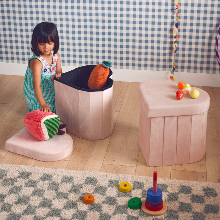 sweeek - Set van 2 hartvormige opvouwbare velours krukjes