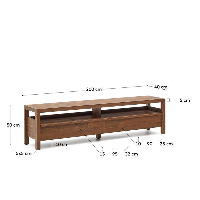 Kave Home - TV-meubel Sashi van massief teakhout 200 x 40 cm