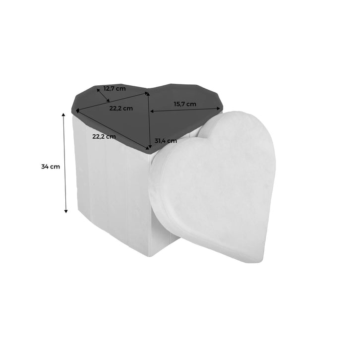 sweeek - Set van 2 hartvormige opvouwbare velours krukjes