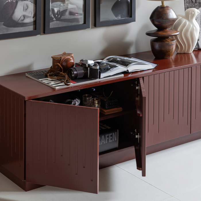 WOOOD Pencil TV Meubel - Grenen - Merlot Gloss - 52x180x40