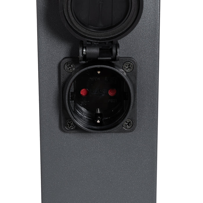 QAZQA Buitenlamp donkergrijs 45 cm met stopcontact IP44 - Malios