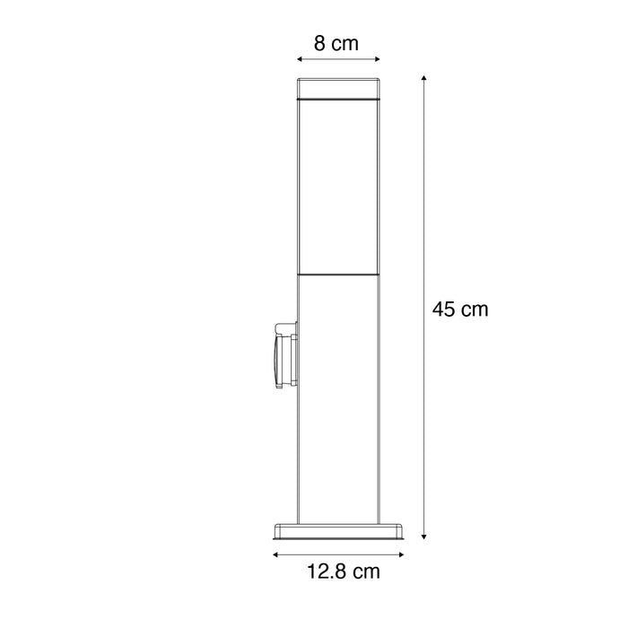 QAZQA Buitenlamp donkergrijs 45 cm met stopcontact IP44 - Malios