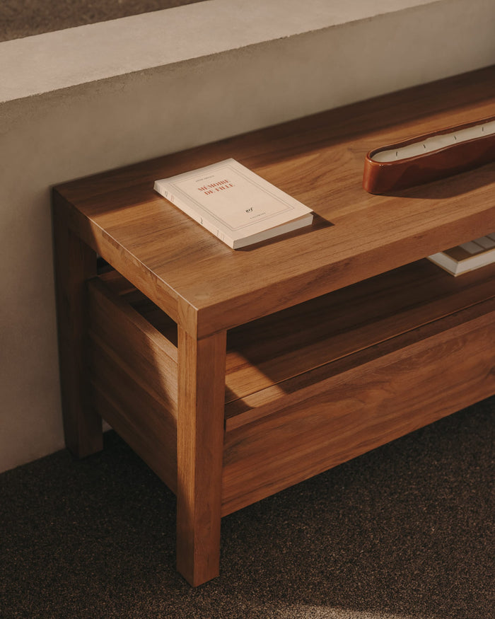 Kave Home - TV-meubel Sashi van massief teakhout 200 x 40 cm