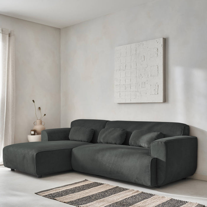 sweeek - 2 tot 3-zits corduroy hoekbank, linkerhoek