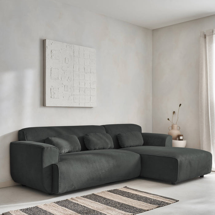 sweeek - 2 tot 3 zits hoekbank in corduroy, rechterhoek