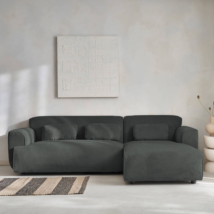 sweeek - 2 tot 3 zits hoekbank in corduroy, rechterhoek