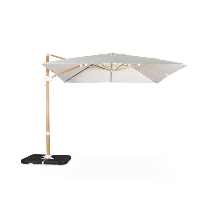 sweeek - Vierkante zweefparasol 3x3m + set van 4 verzwaarde tegels