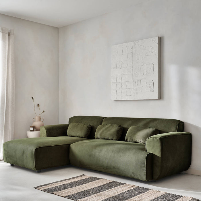 sweeek - 2 tot 3-zits corduroy hoekbank, linkerhoek