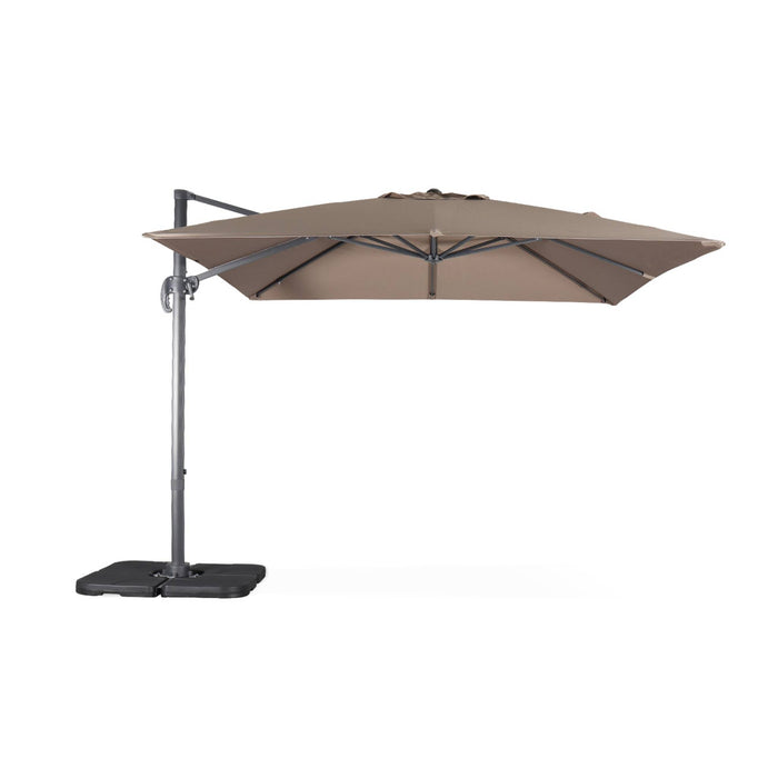 sweeek - Vierkante offset parasol 3x3m + set van 4 verzwaarde tegels