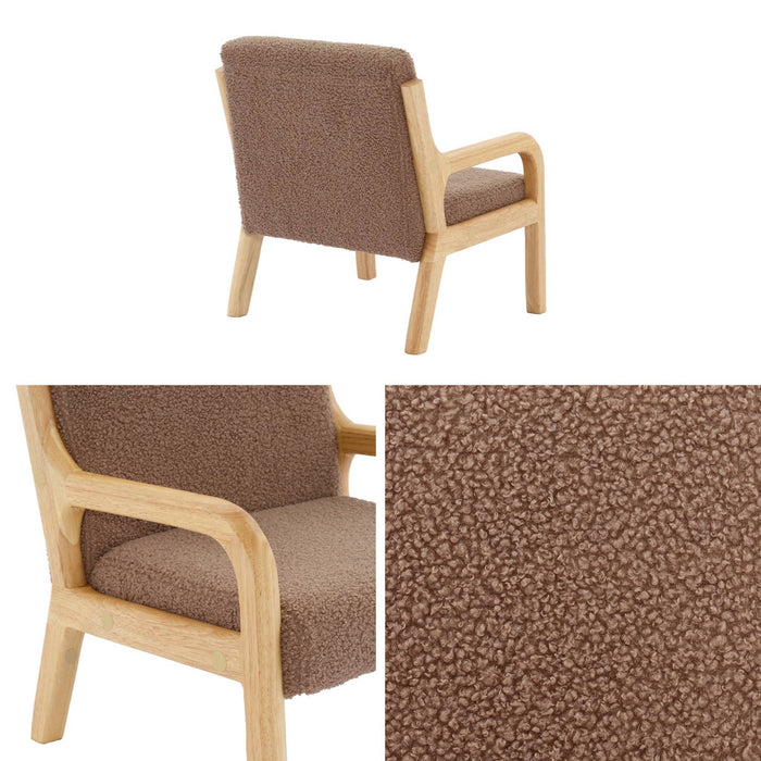 sweeek - Scandinavische kinderfauteuil in hout en boucléstof