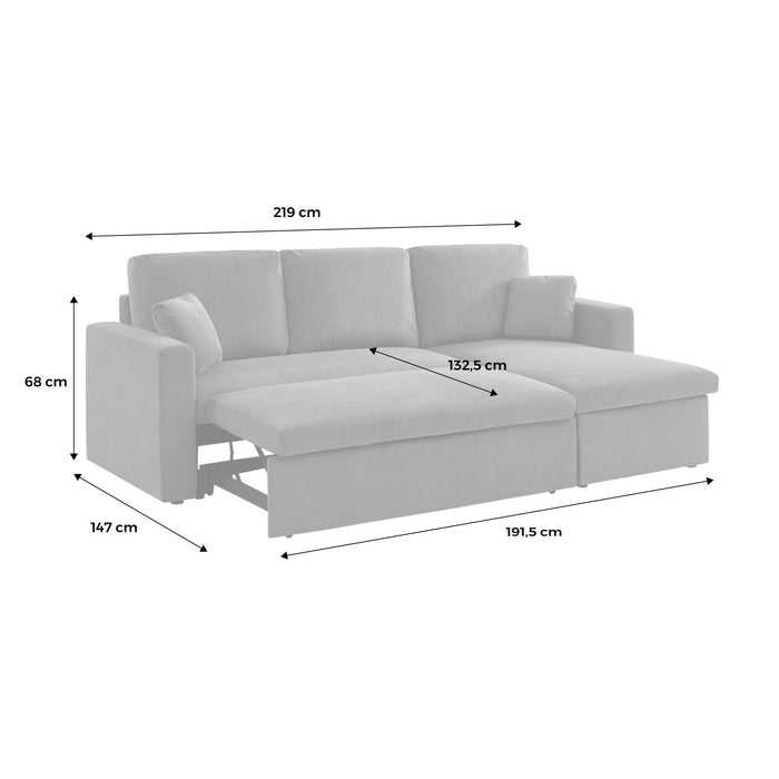 sweeek - Corduroy hoekslaapbank, 3-zits