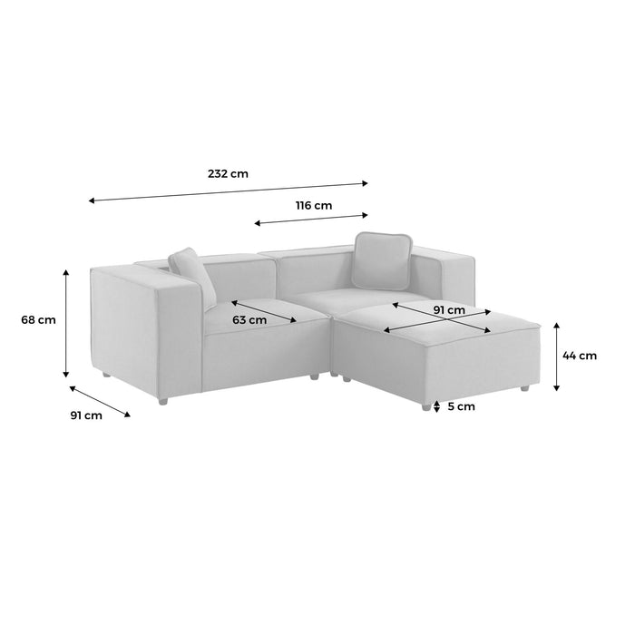 sweeek - Hoekbank met poef, 2-3 zits