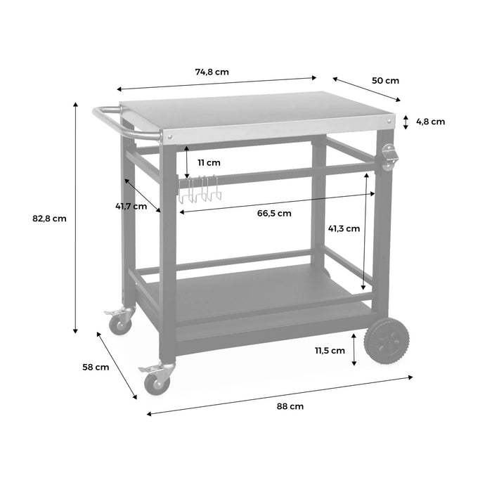 sweeek - Zwarte roltafel, Colbert, L88xB58xH82,8cm