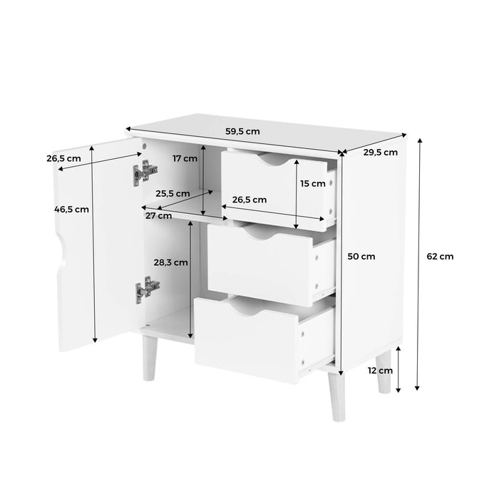 sweeek - kinderladekast, 1 deur en 3 laden