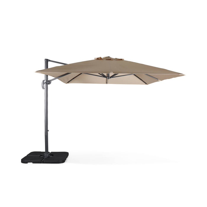 sweeek - Rechthoekige parasol 3x4m + verzwaarde tegels 50x50cm
