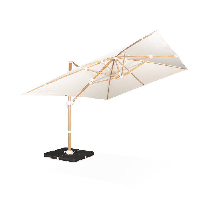 sweeek - Rechthoekige parasol 3x4m, 360° draaibaar, verzwaarde tegels