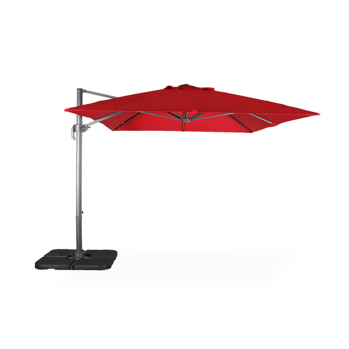 sweeek - Rechthoekige parasol 3x4m + verzwaarde tegels 50x50cm